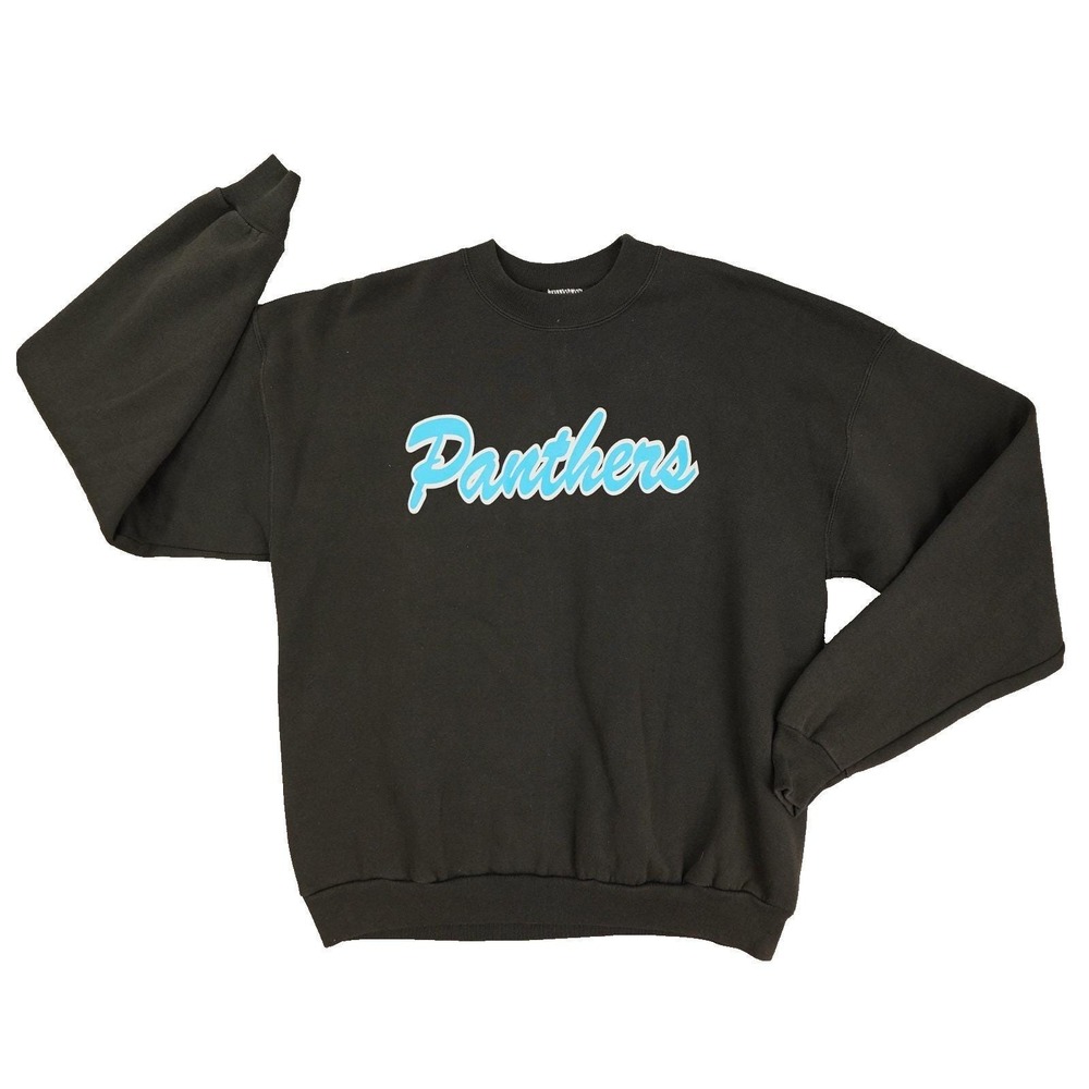 Carolina Panthers Vintage Hanes Black Crew‎ Neck Sweatshirt Men's XL Made in USA